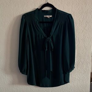 Forever 21 Emerald Blouse with Tie Front